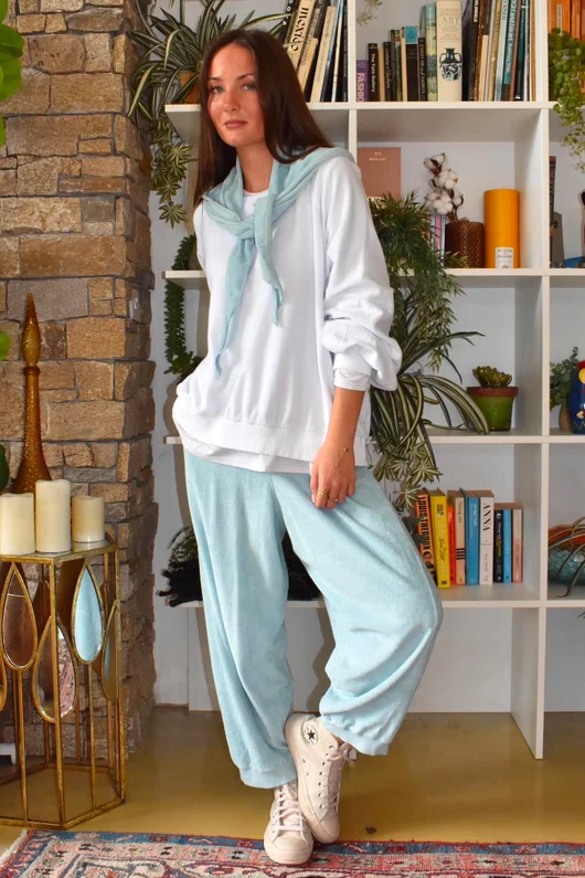 Terry B Lantern Sleeve Sweatshirt White